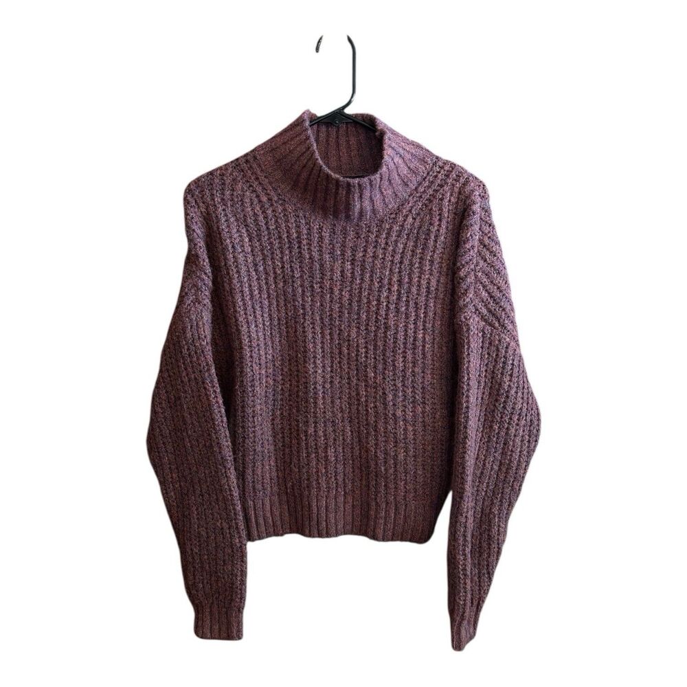 Express Chunky Mock Neck Sweater Womenβs Small Petite Marled Knit Cropped
